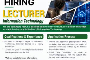 Vacancy – I.T. lecturer Vacancy – I.T. lecturer